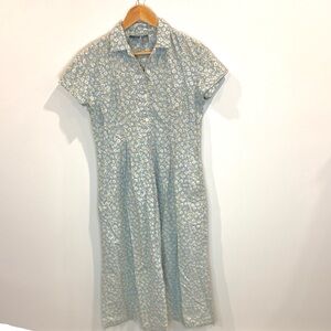 Vintage Lizwear Floral Blue midi dress size M